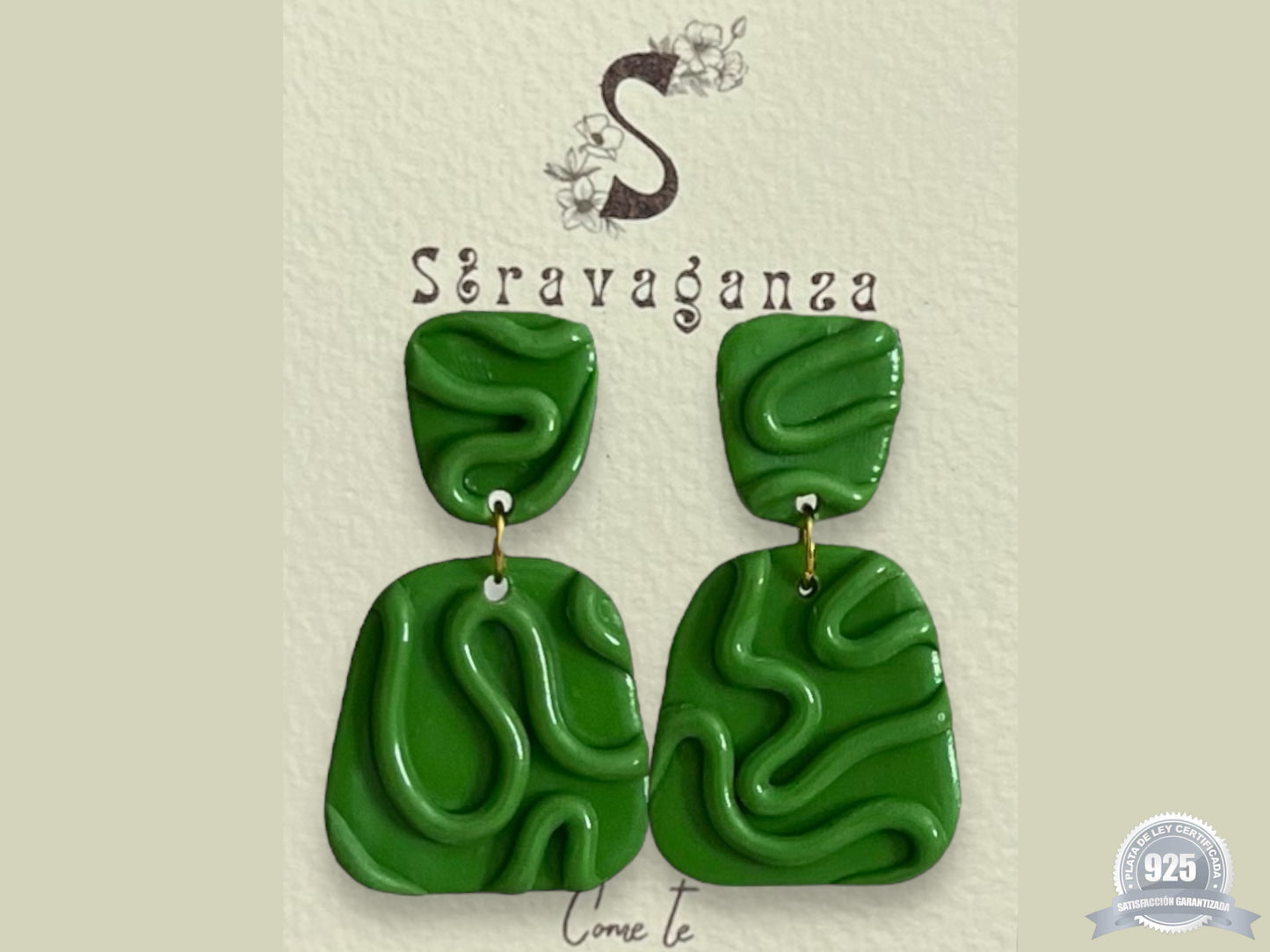 Pendientes color verde con ondas OND05