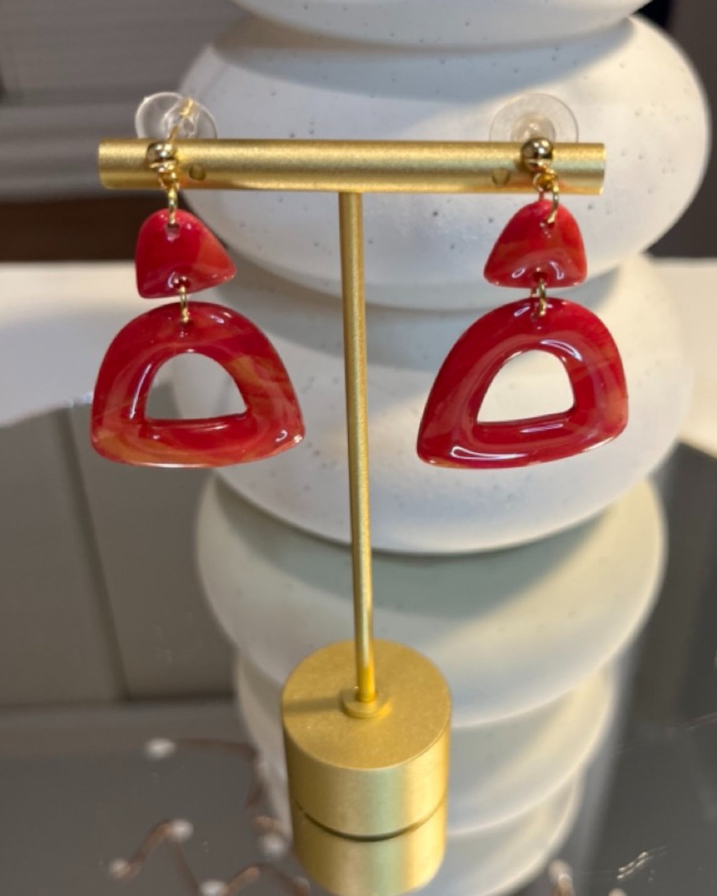 Pendientes rojos meninas con dorado RSS02